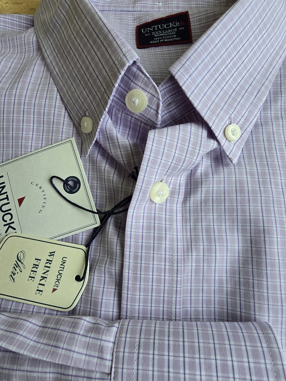 UNTUCKit Men’s Lavender Plaid Button-Down Shirt 3XL Big & Tall Wedding